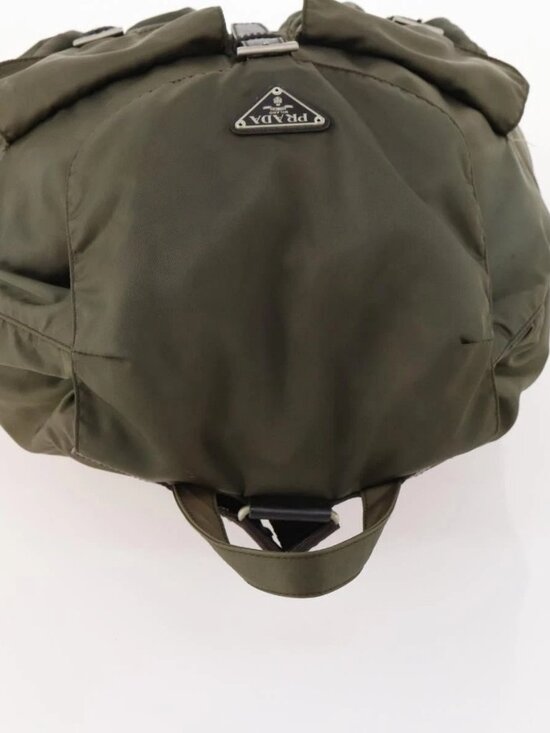 PRADA Backpack Nylon Khaki Silver Auth ti3677 main image 13